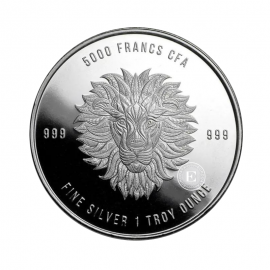 1 oz (31.10 g) pièce d'argent Mandala - Lion, République du Tchad 2018