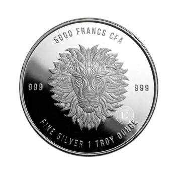 1 oz (31.10 g) srebrna moneta Mandala - Lion, Republika Czadu 2018