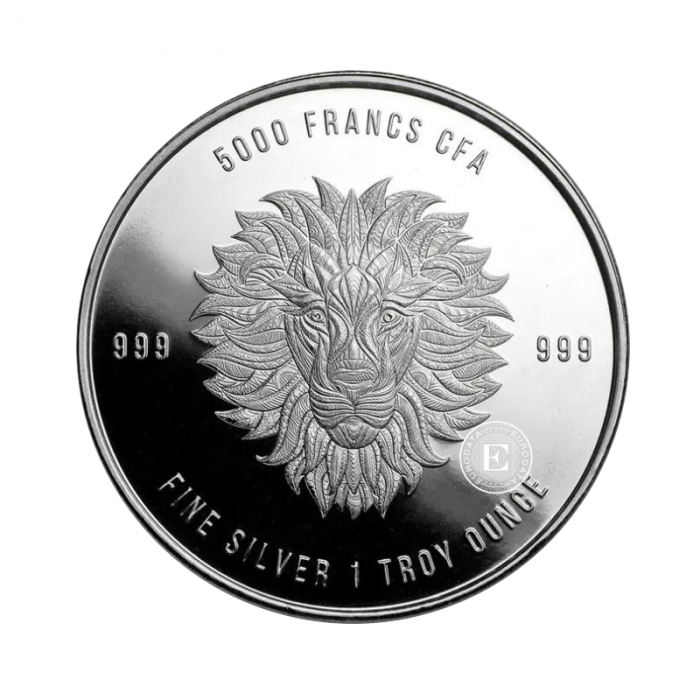 1 oz (31.10 g) srebrna moneta Mandala - Lion, Republika Czadu 2018