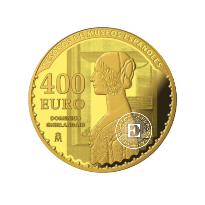 400 euro (27 g) złota PROOF moneta Treasures museums Holbein Ghirlandaio, Hispania 2017