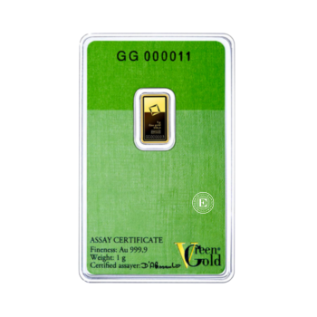 1 g investicinio aukso luitas Green Gold, Valcambi 999.9