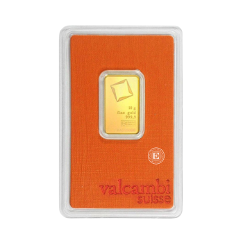 10 g investicinio aukso luitas Valcambi 999.9