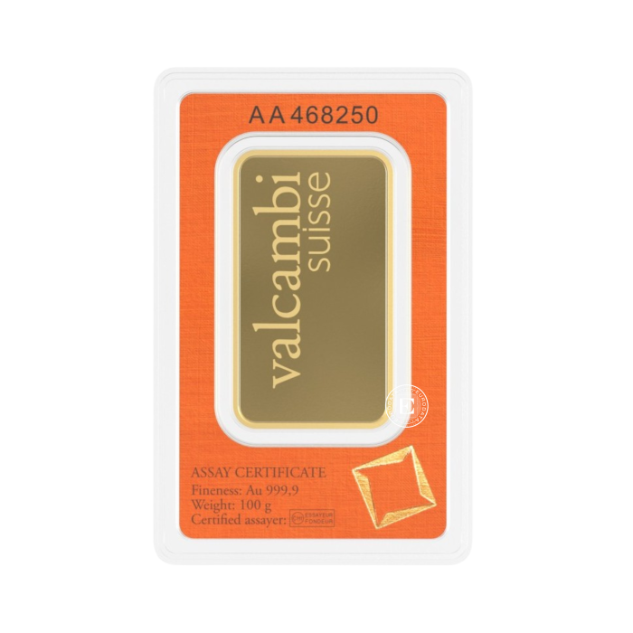 100 g investicinio aukso luitas Valcambi 999.9
