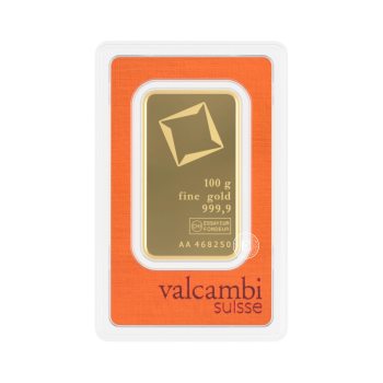 100 g investicinio aukso luitas Valcambi 999.9