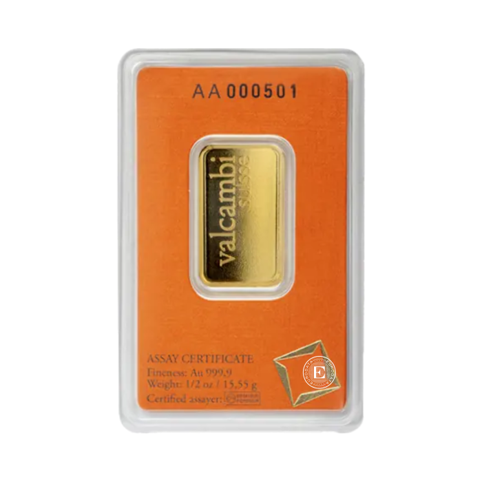 1/2 oz (15.55 g) investicinio aukso luitas Valcambi 999.9