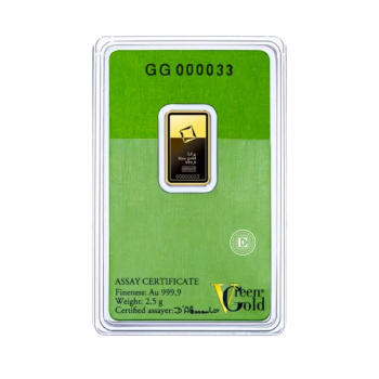 2,5 g „Green Gold“ investicinio aukso luitas Valcambi 999.9