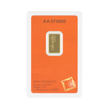 2.5 g investicinio aukso luitas Valcambi 999.9