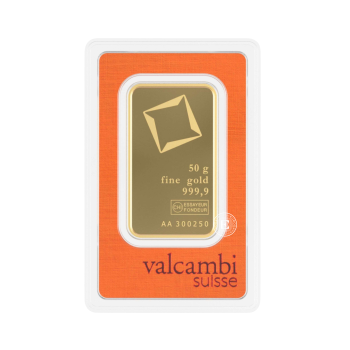 50 g investicinio aukso luitas Valcambi 999.9