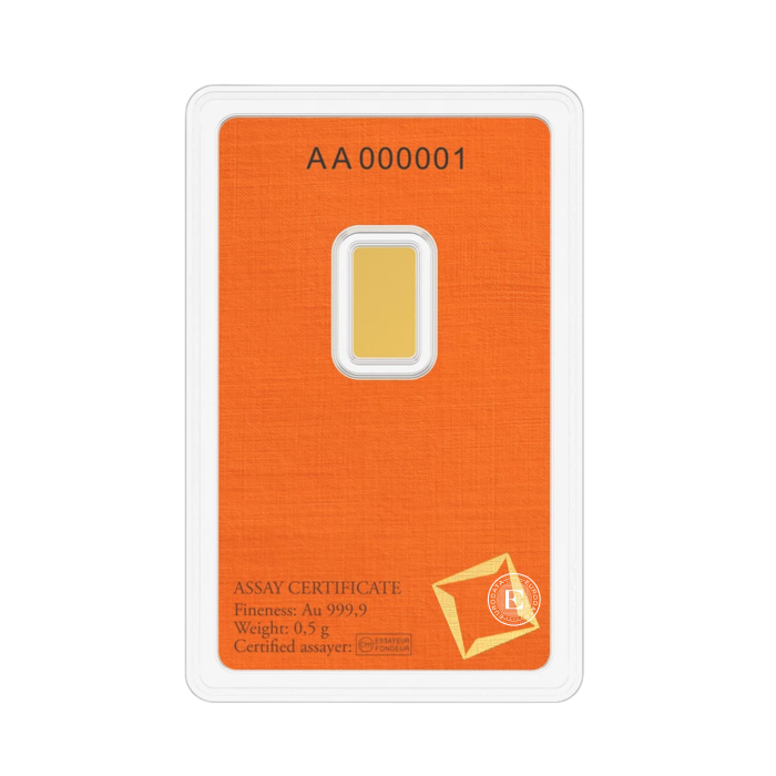 0.5 g investicinio aukso luitas Valcambi 999.9