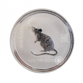 1 oz (31.10 g) sidabrinė moneta Lunar I - Pėlės metai, Australija 2008