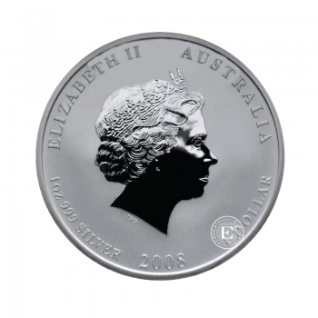 1 oz (31.10 g) sidabrinė moneta Lunar I - Pėlės metai, Australija 2008