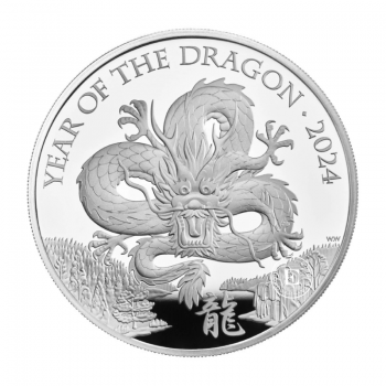 1 oz (31.10 g) sidabrinė PROOF moneta Lunar UK - Drakonas, Didžioji Britanija 2024 (su sertifikatu)