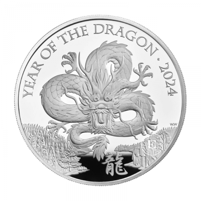 1 oz (31.10 g) sidabrinė PROOF moneta Lunar UK - Drakonas, Didžioji Britanija 2024 (su sertifikatu)