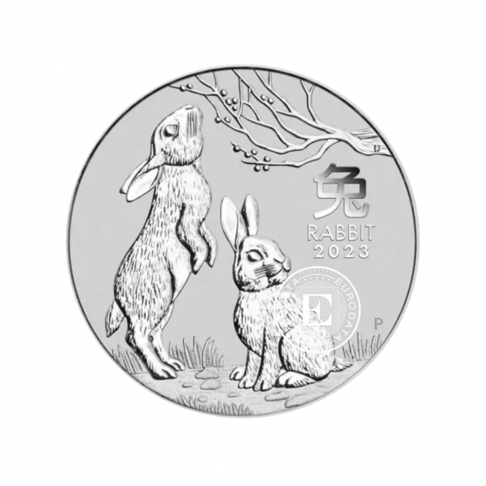 5 oz (155.50 g) Silbermünze Lunar III - Rabbit, Australien 2023