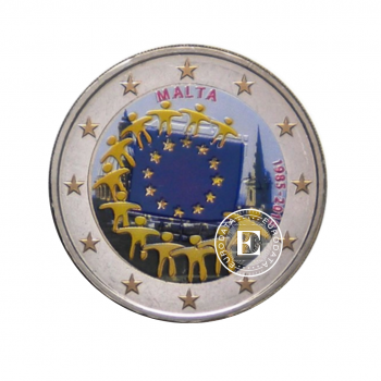 2 Eur spalvota moneta ES vėliavos 30-metis, Malta 2015