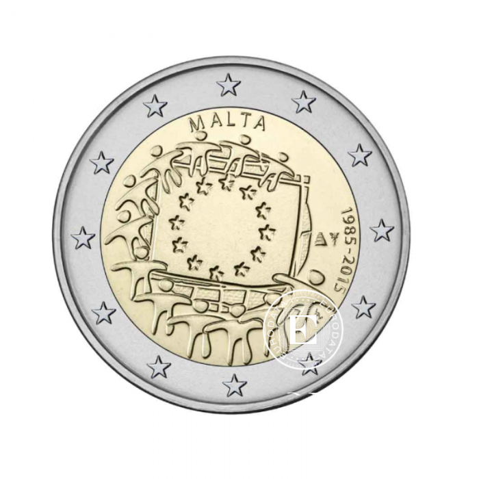 2 Eur Münze 30 Jahrestag der EU Flagge, Malta 2015