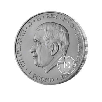 1 oz  (31.10 g) sidabrinė moneta Karalienės Elžbietos II memorialas, Šv. Helena 2023 