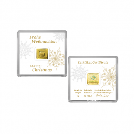 1 g investicinio aukso luitas Merry Christmas, Geiger Edelmetalle 999.9 (su sertifikatu)