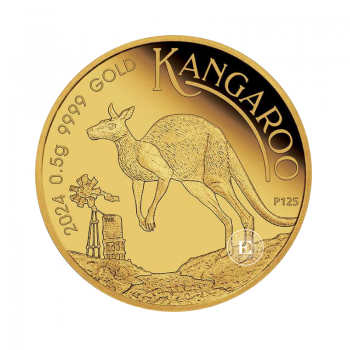 0.5 g złota moneta na karcie Kangaroo, Australia 2024