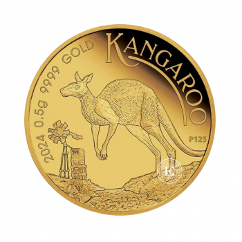 0.5 g auksinė moneta kortelėje Kengūra, Australija 2024