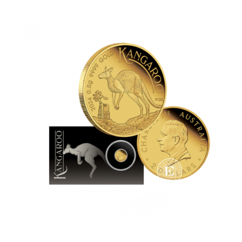 0.5 g pièce d'or sur la carte Kangaroo, Australie 2024