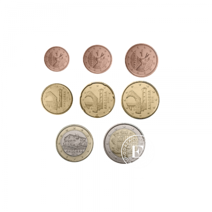Zestaw monet euro Mix Years od 1 euro centa do 2 euro, Andora (random years)