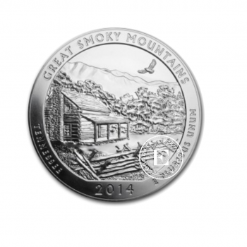 5 oz (155.50 g) sidabrinė moneta Great Smoky Mountains nacionalinis parkas, JAV 2014