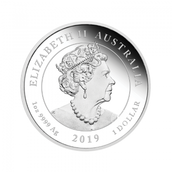 1 oz (31.10 g) sidabrinė moneta Nusileidimas mėnulyje, Australija 2019