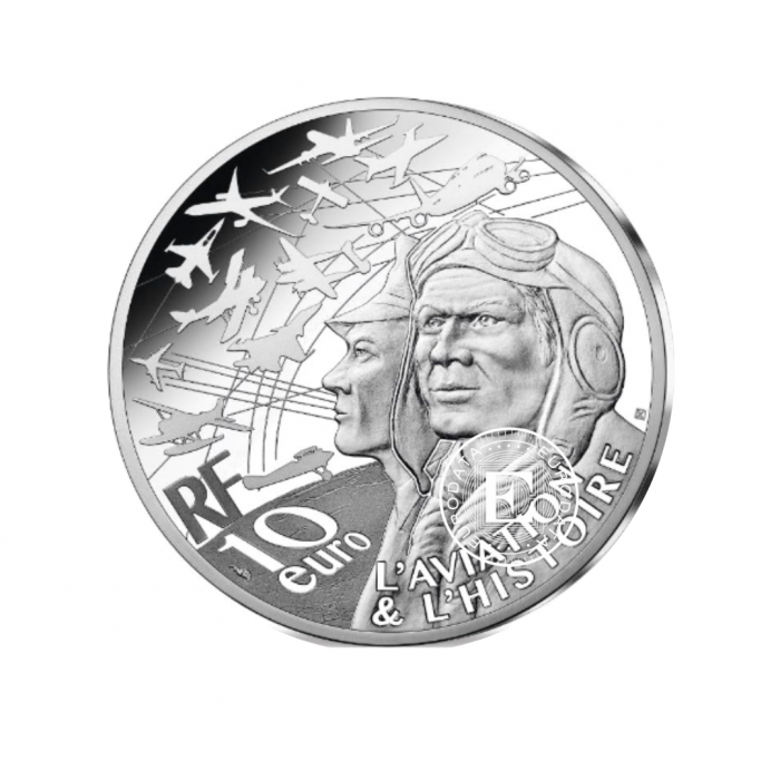 10 Eur (22.20 g)  silver PROOF coin P-51 Mustang, France 2021 (with certificate)