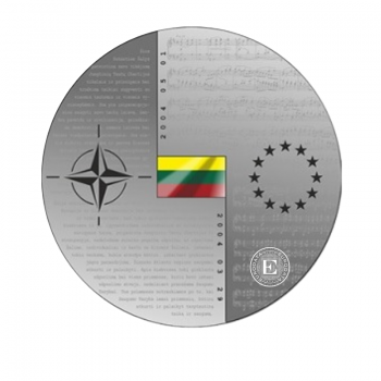 20 Eur sidabrinė moneta PROOF Lietuvos narystė NATO ir ES, Lietuva 2024