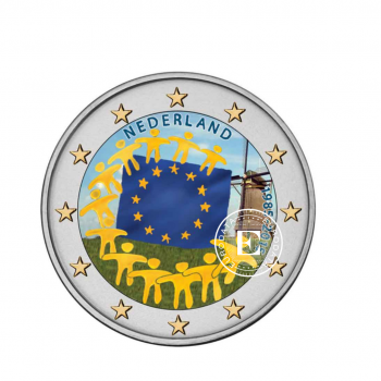 2 Eur spalvota moneta ES vėliavos 30-metis, Nyderlandai 2015