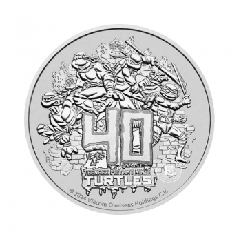 1 oz (31.10 g) sidabrinė moneta Vėžliukų Nindzių 40-metis, Tuvalu 2024