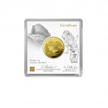 1 g auksinė moneta Nojaus arka, Armėnija 2024 (su sertifikatu)