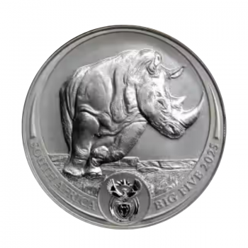 1 oz (31.10 g) sidabrinė moneta kortelėje Didysis penketas - Raganosis, Pietų Afrikos Respublika 2025