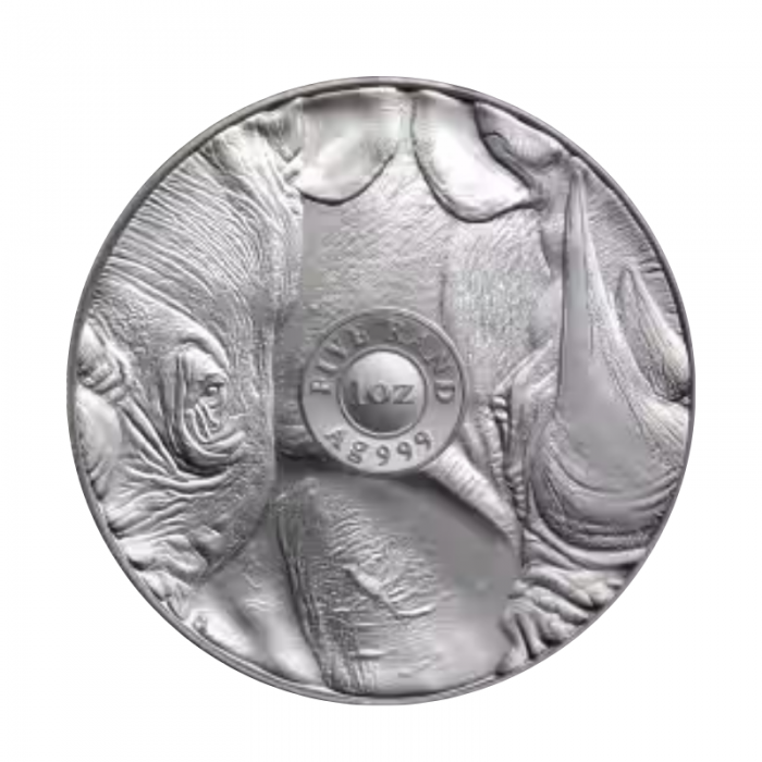 1 oz (31.10 g) silver coin on coincard Big Five – Rhinoceros, Republic of South Africa 2025