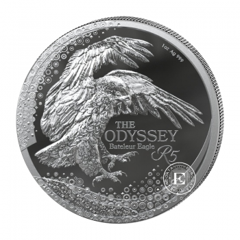 1 oz (31.10 g) sidabrinė PROOF moneta Odyssey of the Sky - Bateleur Eagle, Pietų Afrikos Respublika 2025 (su sertifikatu)