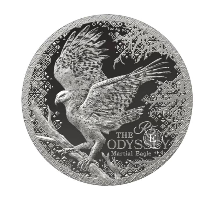 1 oz (31.10 g) sidabrinė PROOF moneta Odyssey of the Sky - Karingasis erelis, Pietų Afrikos Respublika 2026 (su sertifikatu)