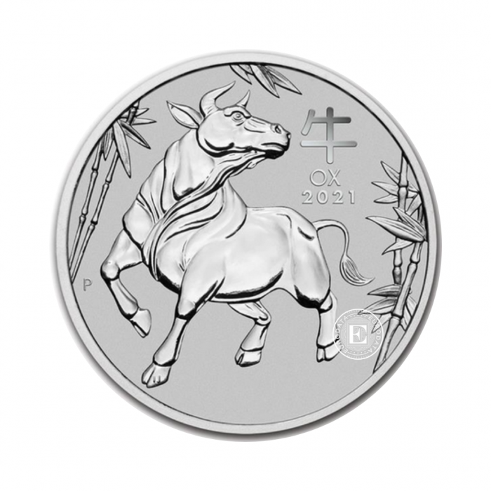 1 oz (31.10 g) platininė moneta Lunar III - Jaučio metai, Australija 2021