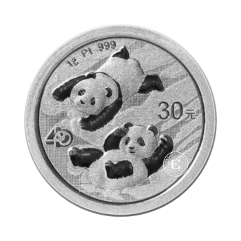 Pièce de 1 g sur la carte platine Panda, Chine 20223 (avec certificat)