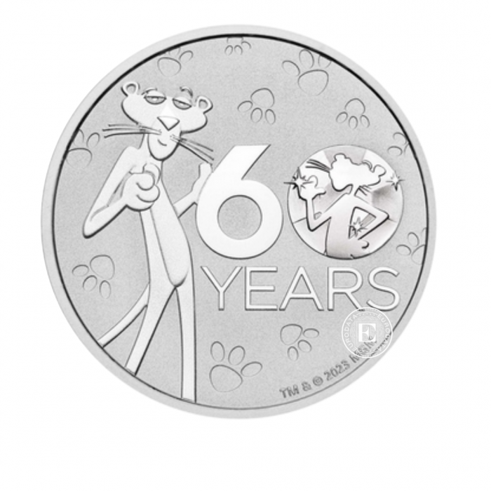 1 oz (31.10 g) sidabrinė moneta Rožinė pantera, Tuvalu 2024