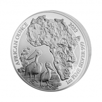 1 oz (31.10 g) platininė moneta Pelikanas, Ruanda 2022