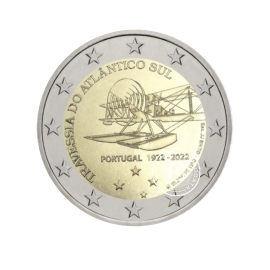 2 Eur coin First flight across the Atlantic, Portugal 2022