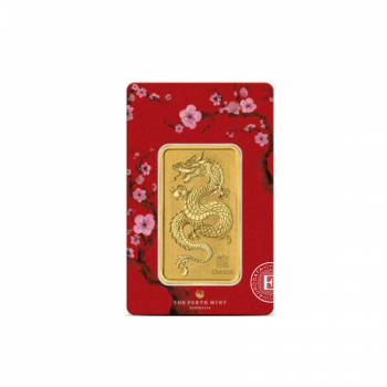 1 oz (31.10 g)  gold bar Year Of The Dragon, Perth Mint  999.9