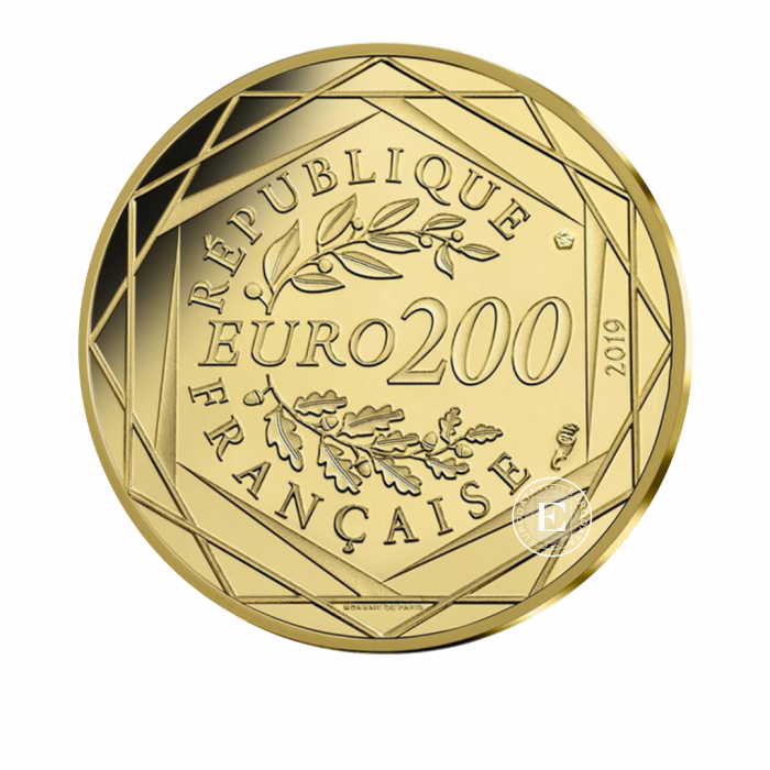 200 Eur (3 g) gold coin on card History, France 2019