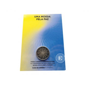 2 Eur coin on coincard Peace Among Nations, Portugal 2023
