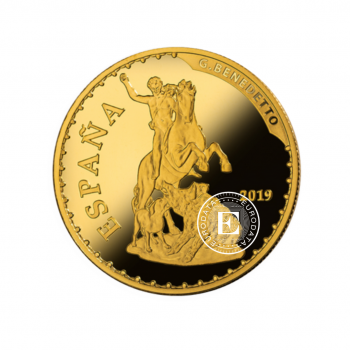 100 euro (6.75 g) złota PROOF moneta  Benedetto, Bicentennial of the Prado Museum, Hispania 2019