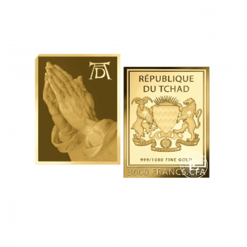 1/1000 oz aukso luitas - moneta Albrecht Dürer Paintings – Praying Hands, Čadas