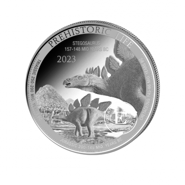 1 oz (31.10 g) sidabrinė moneta Prehistoric Life - Stegosaurus, Kongo Respublika 2023