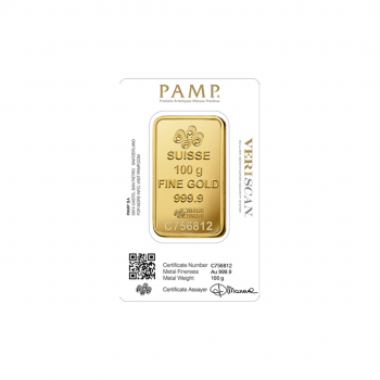 100 g investicinio aukso luitas, PAMP 999.9