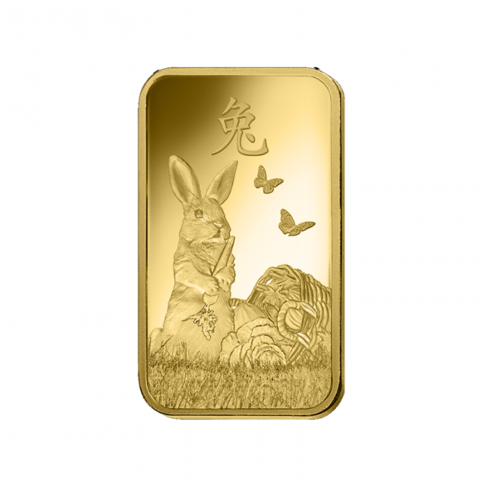 5 g gold bar Lunar Rabbit, PAMP 999.9